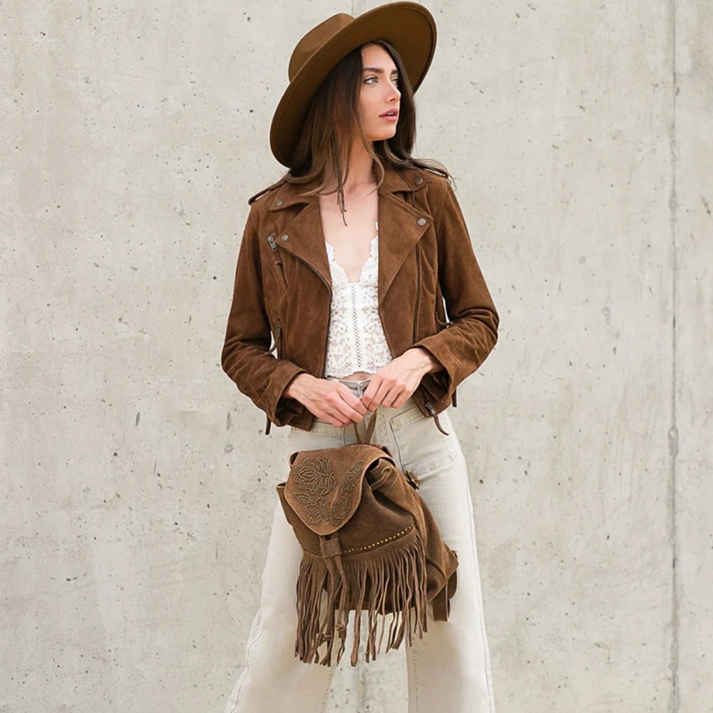 Joyfolie Roxana Leather Jacket Nutmeg NWOT
